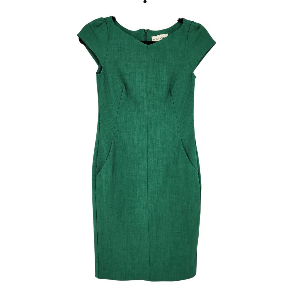 MM Lafleur Nisa Front Pocket Cap Sleeve Green Pencil Dress Size 0 Petite